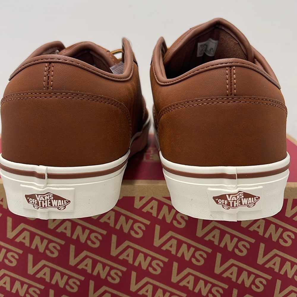 Vans WMNS Brown Leather Sneakers White Accents Atwood (Leather)Brown/ Marshmallo - Picture 14 of 16